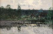 Alfred Thorne Insjolandskap med gard oil painting on canvas